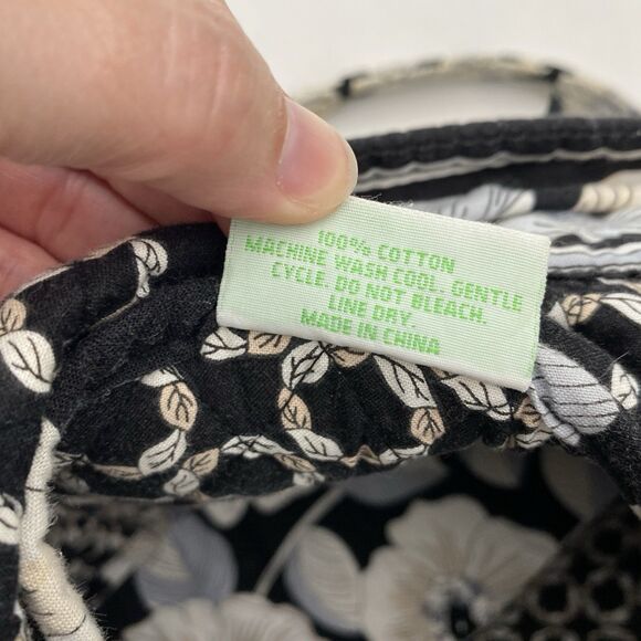 Vera Bradley Tote Bag Purse Black White Floral Quilted Cotton Cottagecore - Picture 10 of 15